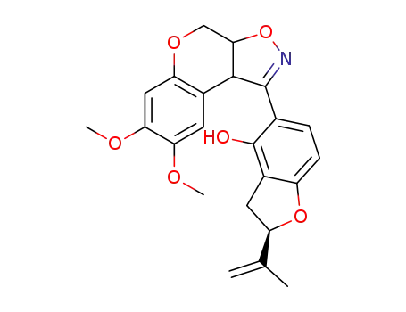 1-(4-hydroxy-2-methylethenyl-2,3-dihydrobenzofuran-5-yl)-7,8-dimethoxy-1,9b,3a,4-tetrahydro-2H-<1>-benzopyrano<4,3-d>isoxazol-1-ene
