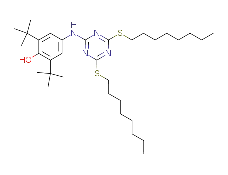 Molecular Structure of 991-84-4 (2,4-Bis(octylthio)-6-(4-hydroxy-3,5-di-tert-butylanilino)-1,3,5-triazine)
