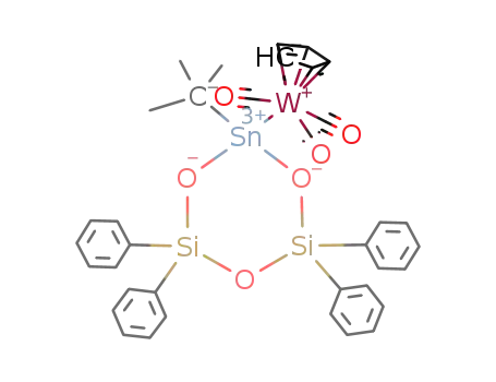 cyclo-1-tert-butyl-1-((η(5)-cyclopentadienyl)tricarbonyltungsten)-3,3,5,5-tetraphenyl-2,4,6-trioxa-3,5-disila-1-stannacyclohexane