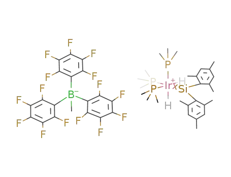 [fac-(trimethylphosphine)3Ir(Si(2,4,6-trimethylphenyl)2)(H)2][CH3B(C6F5)3]