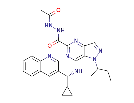 1-sec-butyl-7-[((R)-cyclopropyl(quinolin-3-yl)methyl)amino]-1H-pyrazolo[4,3-d]pyrimidine-5-carboxylic acid N'-acetyl-hydrazide