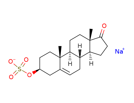 1099-87-2,Sodium prasterone sulfate,Teloin;Androst-5-en-17-one, 3b-hydroxy-, hydrogen sulfate, sodium salt(6CI,7CI,8CI);DHA-S;DHEA sulfate sodium salt;Dehydroepiandrosterone sulfatesodium salt;Dehydroisoandrosterone sulfate sodium salt;Mylis;NSC 72822;Prasterone sodium sulfate;Sodium dehydroepiandrosterone sulfate;Sodiumdehydroepiandrosterone-3-sulfate;Sodium prasterone sulfate;Androst-5-en-17-one,3-(sulfooxy)-, sodium salt, (3b)- (9CI);