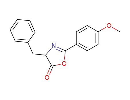 Molecular Structure of 217446-35-0 (5(4H)-Oxazolone, 2-(4-methoxyphenyl)-4-(phenylmethyl)-)