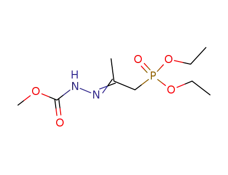Molecular Structure of 389827-60-5 (Hydrazinecarboxylic acid, [2-(diethoxyphosphinyl)-1-methylethylidene]-,
methyl ester)