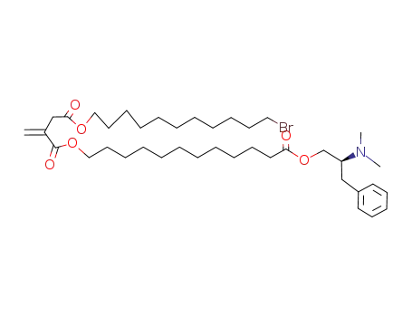 Molecular Structure of 139764-38-8 (Butanedioic acid, methylene-, 4-(11-bromoundecyl)
1-[12-[2-(dimethylamino)-3-phenylpropoxy]-12-oxododecyl] ester, (S)-)