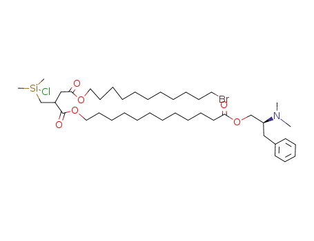 Molecular Structure of 139764-39-9 (Butanedioic acid, [(chlorodimethylsilyl)methyl]-, 4-(11-bromoundecyl)
1-[12-[2-(dimethylamino)-3-phenylpropoxy]-12-oxododecyl] ester)