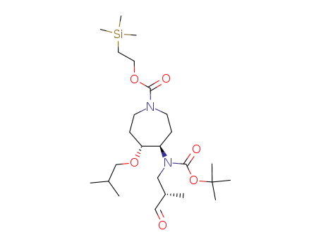 Molecular Structure of 392725-03-0 (1H-Azepine-1-carboxylic acid,
4-[[(1,1-dimethylethoxy)carbonyl][(2S)-2-methyl-3-oxopropyl]amino]hexa
hydro-5-(2-methylpropoxy)-, 2-(trimethylsilyl)ethyl ester, (4R,5R)-)