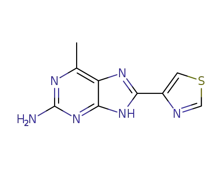 Molecular Structure of 65911-19-5 (1H-Purin-2-amine, 6-methyl-8-(4-thiazolyl)-)