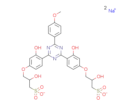 2,4-bis-[{(4-(3-sulfonato)-2-hydroxypropyloxy)-2-hydroxy}phenyl]-6-(4-methoxyphenyl)-1,3,5-triazine sodium salt