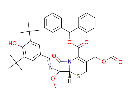 7β-(4-hydroxy-3,5-di-tert-butylbenzylideneamino)-7α-methoxy-3-acetoxymethyl-3-cephem-4-carboxylic acid benzhydryl ester