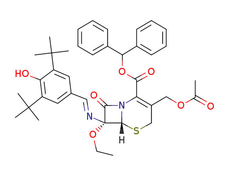 benzhydryl 7α-ethoxy-7β-(4-hydroxy-3,5-di-tert.-butylbenzylideneamino)-3-acetoxymethyl-3-cephem-4-carboxylate