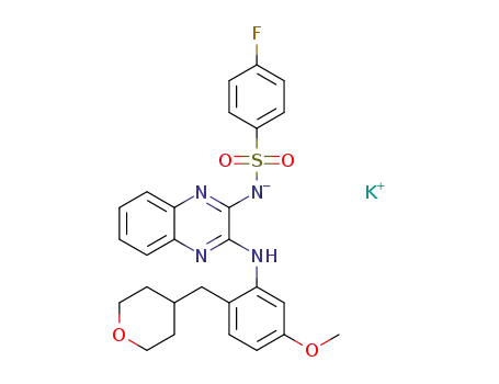 4-fluoro-N-(3-{[5-methoxy-2-(tetrahydro-2H-pyran-4-ylmethyl)phenyl]amino}quinoxalin-2-yl)benzenesulfonamide potassium salt