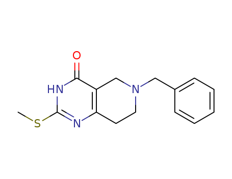 1033-34-7,6-benzyl-2-(methylsulfanyl)-5,6,7,8-tetrahydropyrido[4,3-d]pyrimidin-4(1H)-one,Pyrido[4,3-d]pyrimidin-4(1H)-one,5,6,7,8-tetrahydro-2-(methylthio)-6-(phenylmethyl)- (9CI);Pyrido[4,3-d]pyrimidin-4-ol, 6-benzyl-5,6,7,8-tetrahydro-2-(methylthio)-(7CI,8CI); NSC 527433