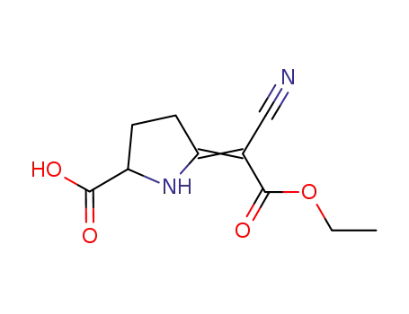 Molecular Structure of 137131-39-6 (Proline, 5-(1-cyano-2-ethoxy-2-oxoethylidene)-)