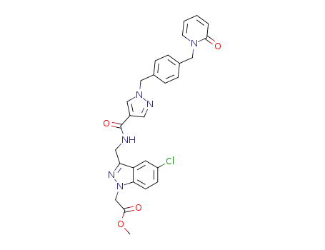 methyl 2-(5-chloro-3-((1-(4-((2-oxopyridin-1(2H)-yl)methyl)benzyl)-1H-pyrazole-4-carboxamido)methyl)-1H-indazol-1-yl)acetate