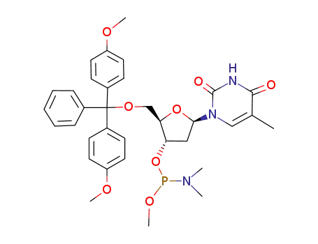 Dimethyl-phosphoramidous acid (2R,3S,5R)-2-[bis-(4-methoxy-phenyl)-phenyl-methoxymethyl]-5-(5-methyl-2,4-dioxo-3,4-dihydro-2H-pyrimidin-1-yl)-tetrahydro-furan-3-yl ester methyl ester