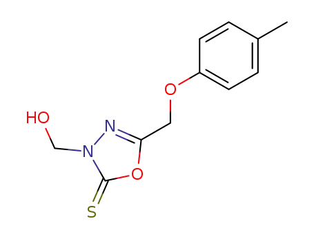 Molecular Structure of 67549-41-1 (1,3,4-Oxadiazole-2(3H)-thione,
3-(hydroxymethyl)-5-[(4-methylphenoxy)methyl]-)