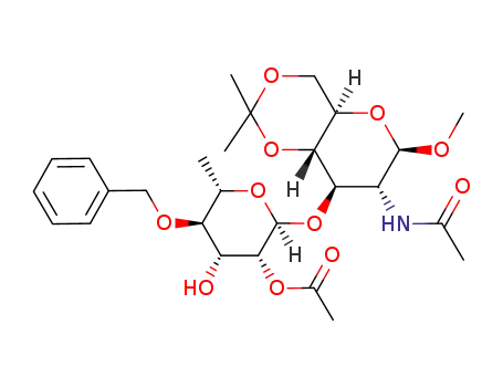 methyl (2-O-acetyl-4-O-benzyl-α-L-rhamnopyranosyl)-(1->3)-2-acetamido-2-deoxy-4,6-O-isopropylidene-β-D-glucopyranoside