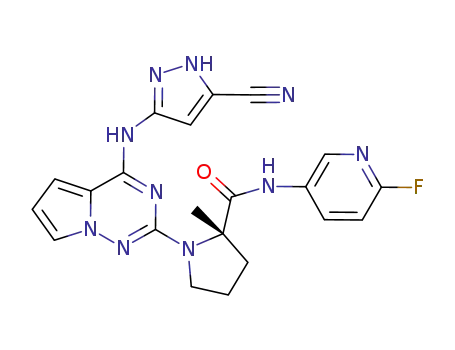 (S)-1-(4-(5-cyano-1H-pyrazol-3-ylamino)pyrrolo[1,2-f][1,2,4]triazin-2-yl)-N-(6-fluoropyridin-3-yl)-2-methylpyrrolidine-2-carboxamide
