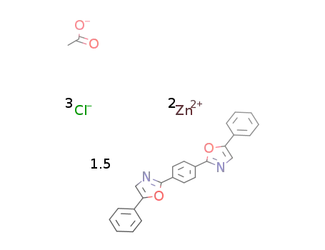 [Zn2(CH3COO)Cl3(1,4-bis(5-phenyloxazol-2-yl))benzene)1.5]