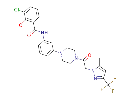 3-chloro-2-hydroxy-N-(3-{4-[2-(5-methyl-3-trifluoromethylpyrazol-1-yl)acetyl]piperazin-1-yl}phenyl)benzamide