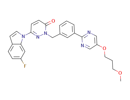 6-(6-fluoro-1H-indol-1-yl)-2-(3-(5-(3-methoxypropoxy)pyrimidin-2-yl)benzyl)pyridazin-3(2H)-one