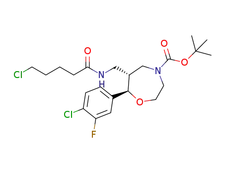 (6R,7R)-tert-butyl 7-(4-chloro-3-fluorophenyl)-6-((5-chloropentanamido)methyl)-1,4-oxazepane-4-carboxylate