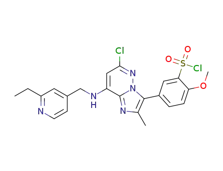 5-(6-chloro-8-(((2-ethylpyridin-4-yl)methyl)amino)-2-methylimidazo[1,2-b]pyridazin-3-yl)-2-methoxybenzenesulfonyl chloride