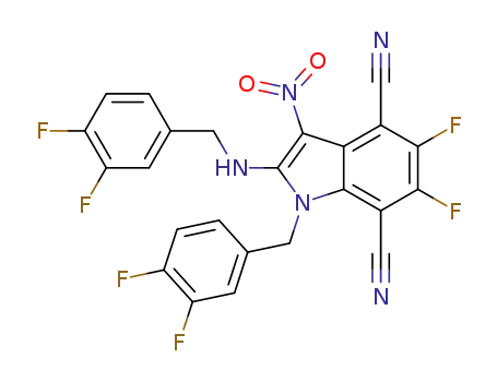 1-(3,4-difluorobenzyl)-2-((3,4-difluorobenzyl)amino)-3-nitro-4,7-dicyano-5,6-difluoro-1H-indole