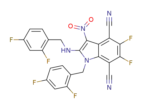 1-(2,4-difluorobenzyl)-2-((2,4-difluorobenzyl)amino)-4,7-dicyano-5,6-difluoro-3-nitro-1H-indole
