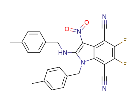 1-(4-methylbenzyl)-2-((4-methylbenzyl)amino)-3-nitro-4,7-dicyano-5,6-difluoro-1H-indole
