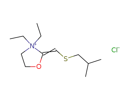 3,3-Diethyl-2-[1-isobutylsulfanyl-meth-(E)-ylidene]-oxazolidin-3-ium; chloride