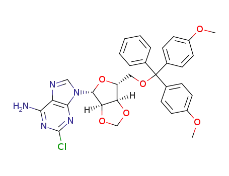 9-{(3aR,4R,6R,6aR)-6-[Bis-(4-methoxy-phenyl)-phenyl-methoxymethyl]-tetrahydro-furo[3,4-d][1,3]dioxol-4-yl}-2-chloro-9H-purin-6-ylamine