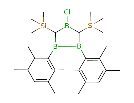 4-chloro-1-(2,3,5,6-tetramethyl-cyclohexa-1,3-dienyl)-2-(2,3,5,6-tetramethyl-phenyl)-3,5-bis-trimethylsilanyl-[1,2,4]triborolane