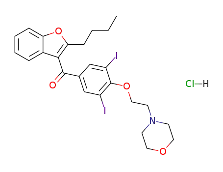 2-n-butyl-3-(3,5-diiodo-4-β-N-morpholinoethoxybenzoyl)benzofuran hydrochloride