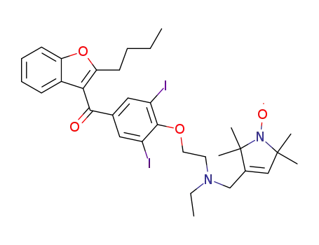 2-butyl-3-(3,5-diiodo-4-{2-[N-ethyl,N-(1-oxyl-2,2,5,5-tetramethyl-2,5-dihydro-1H-pyrrol-3-ylmethyl)amino]ethyl}oxybenzoyl)benzofuran