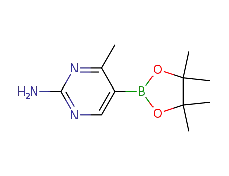 Molecular Structure of 944401-55-2 (4-Methyl-5-(4,4,5,5-tetramethyl-1,3,2-dioxaborolan-2-yl)pyrimidin-2-amine)