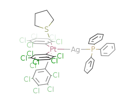 (tetrahydrothiophene)(C6Cl5)3PtAg(triphenylphosphine)}