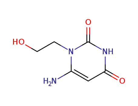 Molecular Structure of 56075-69-5 (2,4(1H,3H)-Pyrimidinedione, 6-amino-1-(2-hydroxyethyl)-)