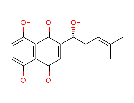 Molecular Structure of 517-89-5 (5,8-Dihydroxy-2-[(1R)-1-hydroxy-4-methyl-pent-3-enyl]naphthalene-1,4-dione)