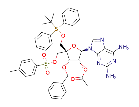 (2R,3R,4S,5S)-4-(benzyloxy)-5-((tert-butyldiphenylsilyloxy)methyl)-2-(2,6-diamino-9H-purin-9-yl)-5-(tosyloxymethyl)tetrahydrofuran-3-yl acetate