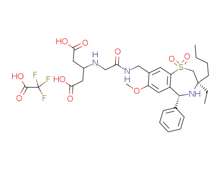 3-{[2-({[(3R,5R)-3-butyl-3-ethyl-7-(methyloxy)-1,1-dioxido-5-phenyl-2,3,4,5-tetrahydro-1,4-benzothiazepin-8-yl]methyl}amino)-2-oxoethyl]amino}pentanedioic acid trifluoroacetate