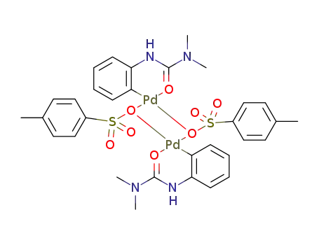 di-μ-tosyloxy-bis(3,3-dimethylureido-phenyl-2C,O)dipalladium(II)