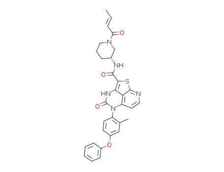 (R,E)-N-(1-(but-2-enoyl)piperidin-3-yl)-5-(2-methyl-4-phenoxyphenyl)-4-oxo-4,5-dihydro-3H-1-thia-3,5,8-triazaacenaphthylene-2-carboxamide