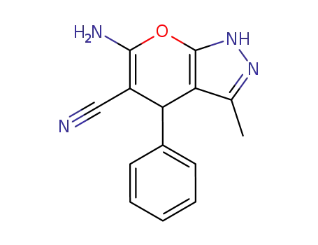 Molecular Structure of 81000-11-5 (6-AMINO-3-METHYL-4-PHENYL-4H-PYRANO[3,2-D]PYRAZOLE-5-CARBONITRILE)