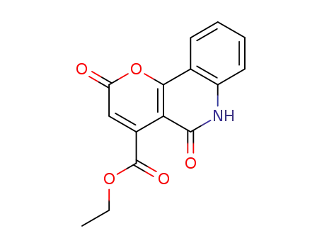 Molecular Structure of 94192-47-9 (2H-Pyrano[3,2-c]quinoline-4-carboxylic acid, 5,6-dihydro-2,5-dioxo-,
ethyl ester)