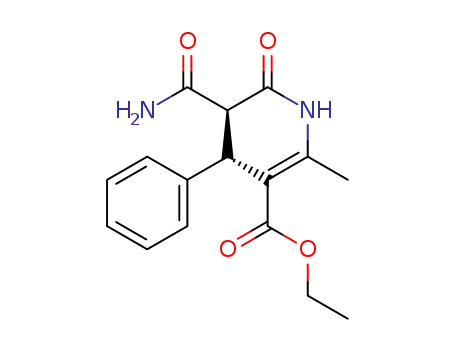 Molecular Structure of 89434-90-2 (3-Pyridinecarboxylic acid,
5-(aminocarbonyl)-1,4,5,6-tetrahydro-2-methyl-6-oxo-4-phenyl-, ethyl
ester)