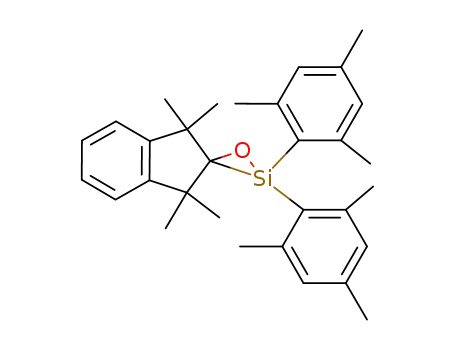 Molecular Structure of 85656-15-1 (Spiro[2H-indene-2,3'-oxasilacyclopropane],
1,3-dihydro-1,1,3,3-tetramethyl-2',2'-bis(2,4,6-trimethylphenyl)-)