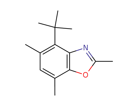 Molecular Structure of 139656-52-3 (Benzoxazole, 4-(1,1-dimethylethyl)-2,5,7-trimethyl-)