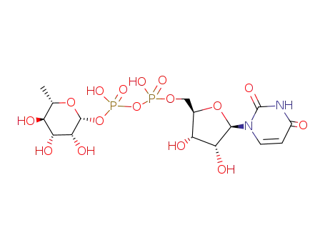 Molecular Structure of 1955-26-6 ([(2R,3S,4R,5R)-5-(2,4-dioxo-3,4-dihydropyrimidin-1(2H)-yl)-3,4-dihydroxytetrahydrofuran-2-yl]methyl (2R,3R,4R,5R,6S)-3,4,5-trihydroxy-6-methyltetrahydro-2H-pyran-2-yl dihydrogen diphosphate (non-preferred name))